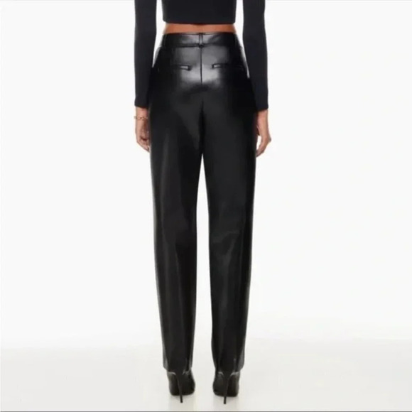 Aritzia Babaton Command High Waisted Vegan Leather Pants Black Size 8 - Picture 3 of 11